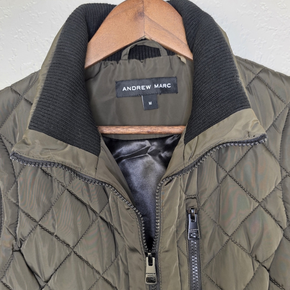 Andrew Marc Women's Quilted Puffer Vest Full Zip β Earthy Khaki Green β Size M - Picture 5 of 17